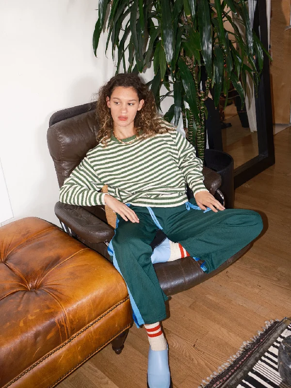 Women's Luxury Apparel "I Can't Believe it's Not Vintage" Crewneck - Green Stripe