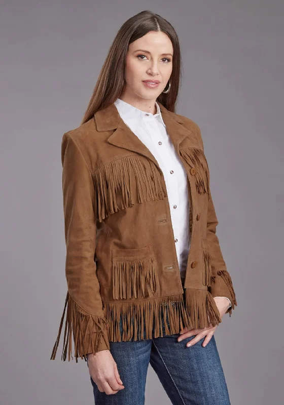 Women's Evening Outfit Stetson Womens Fringe Ginger Suede Leather Jacket