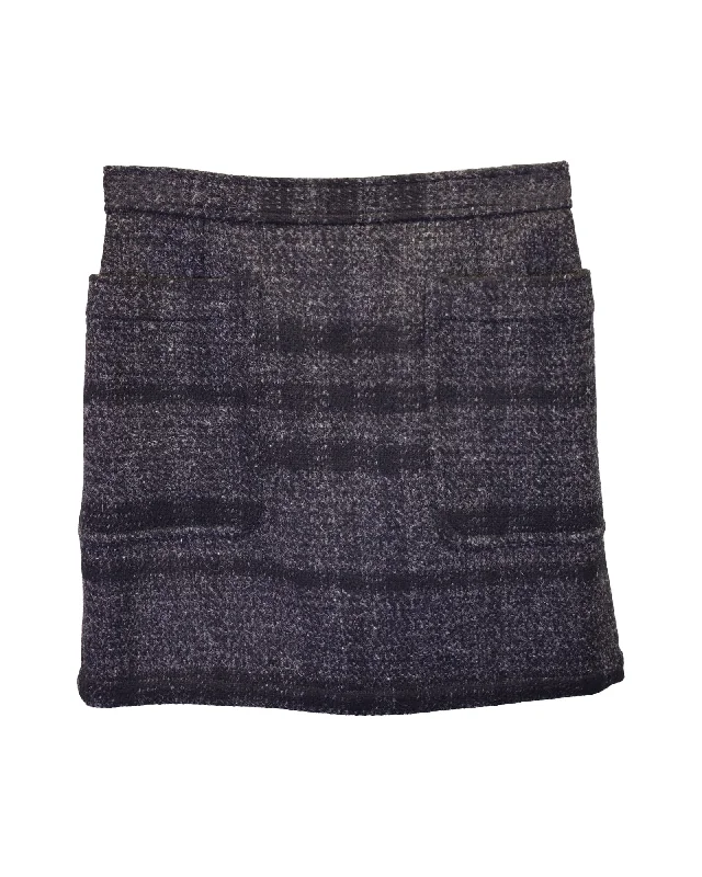 Women's Vintage-Inspired Clothing Burberry Brit Mini Skirt with Pockets in Grey Wool