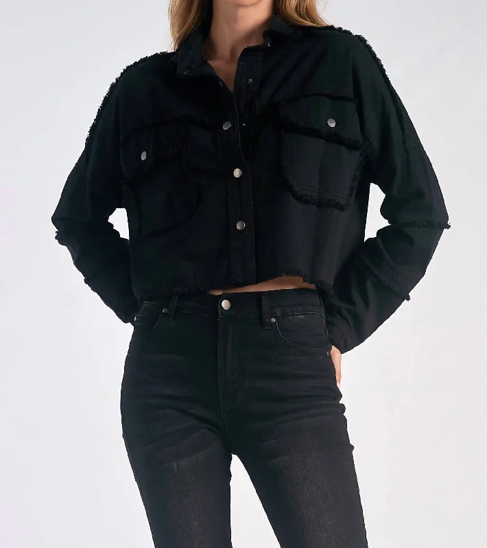 Women's Clothing Sets Women's Cropped Rock And Love Jacket In Black