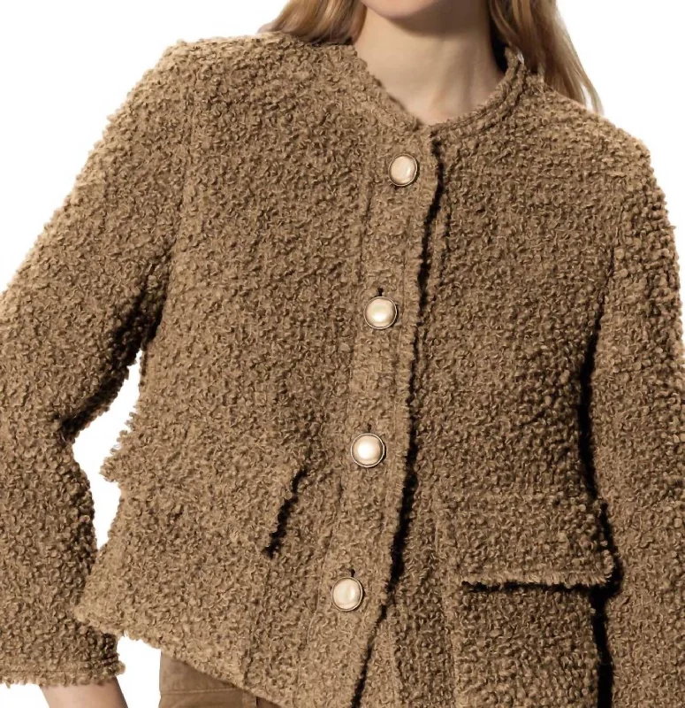 Women's Relaxed Clothes Boucle Wool Jacket In Miso