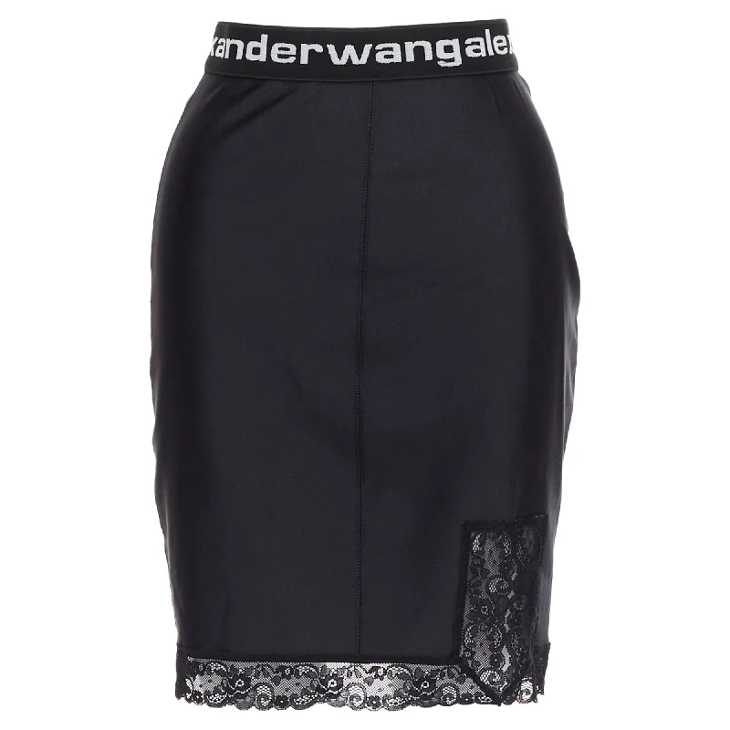 Classic Clothes For Women T Alexander Wang Lace Trim Logo Tape Waistband Mini Skirt