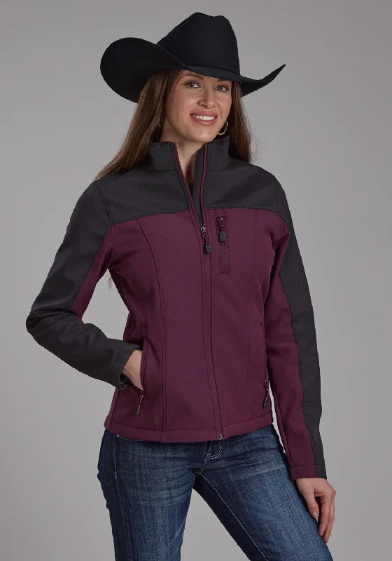 Women's Formal Event Outfit Roper Womens Technical Pieced Wine/Gray Polyester Softshell Jacket