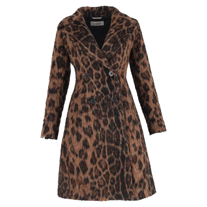 Women's Clothes And Apparel Max Mara Sportmax Leopard Print Double-Breasted Coat in Brown Wool