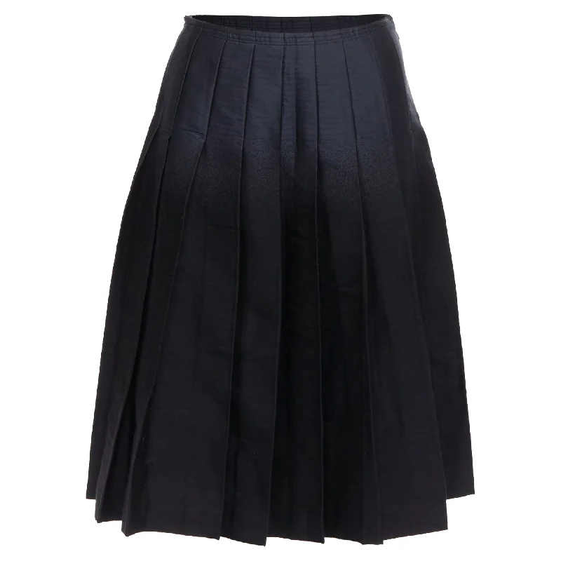 Women's Classic Attire Prada Gradient Fused Silk Wool Box Pleat Waist Midi Skirt