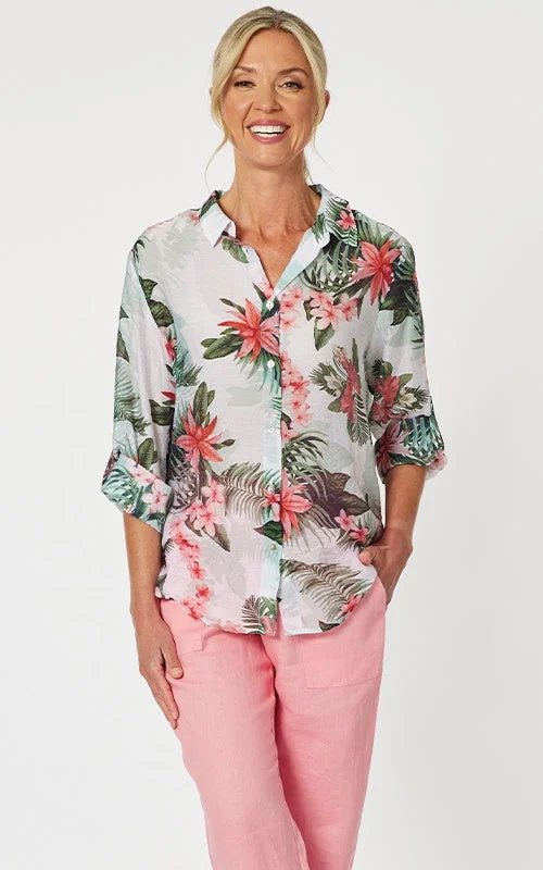 Women's Fashion-Forward Apparel Paradise Khaki Print Shirt