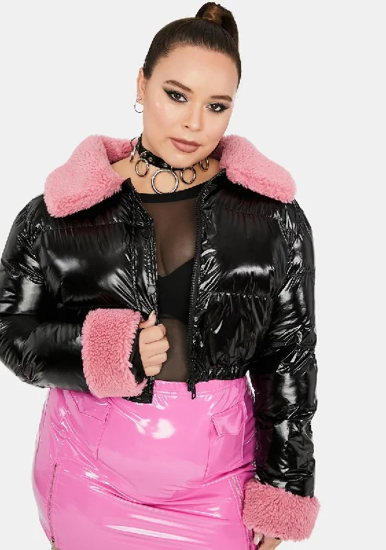 Women's Attire Plus Manifesting Money Crop Puffer Jacket