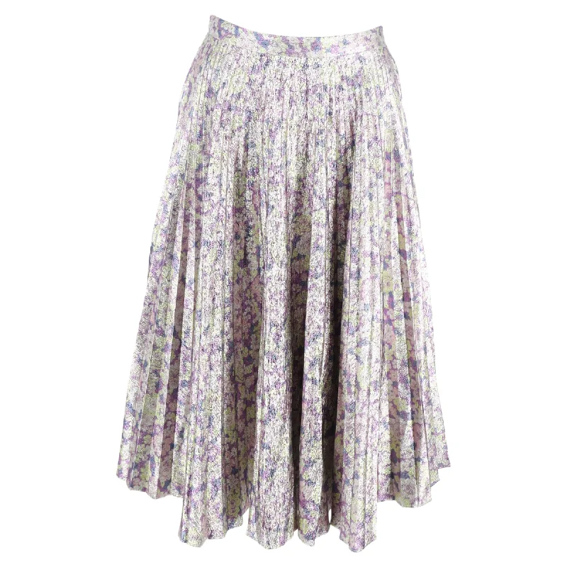 Formal Outfit For Women Stella Mccartney Metallic Floral Print Midi Skirt in Multicolor Polyester