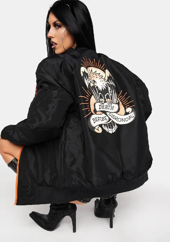 Women's Contemporary Apparel Death Before Dishonor Bomber Jacket