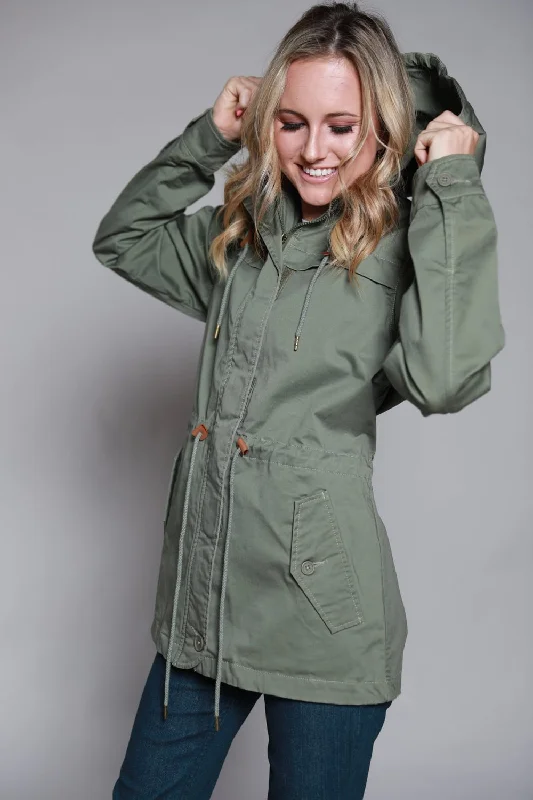 Women's Cozy Clothes Kimes Ranch Womens Longrider 2 Anorak Dk Sage Cotton Blend Jacket