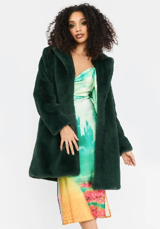 Women's Clothing For Travel City Of Emeralds Faux Fur Coat