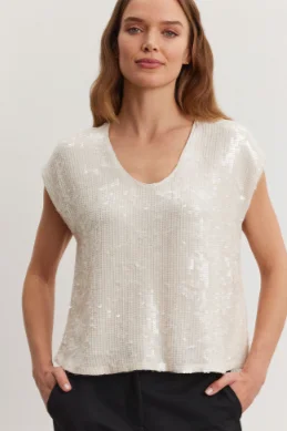 Women's Casual Garments Cap Sleeve Sequin Top