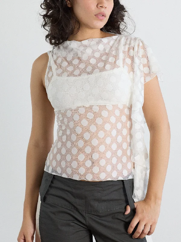 Women's Fashion-Forward Apparel Zehra Top - White Polka