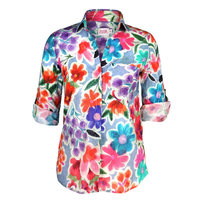 Women's Plus-Size Garments Kelly  Blu Floral Shirt