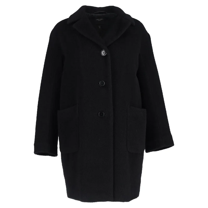 Affordable Women's Clothing Max Mara Weekend Single-Breasted Coat in Black Wool