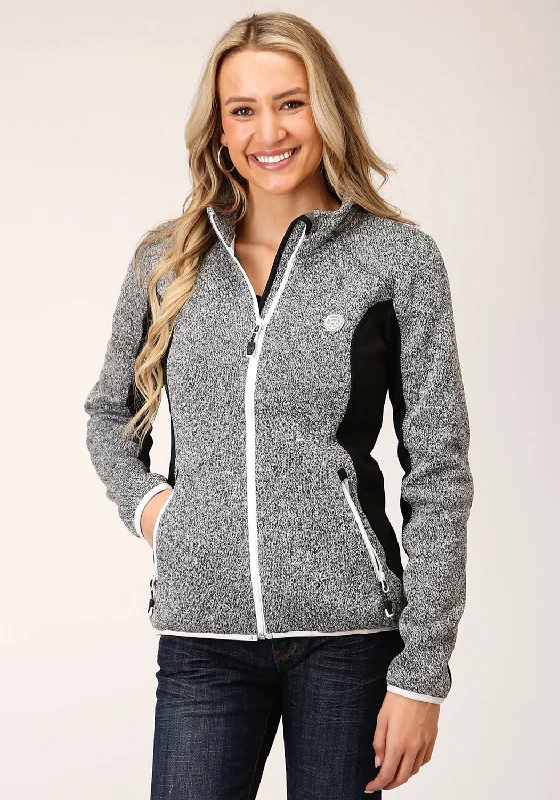 Sustainable Women's Clothes Roper Womens Charcoal/Black Polyester Fleece Knit Jacket