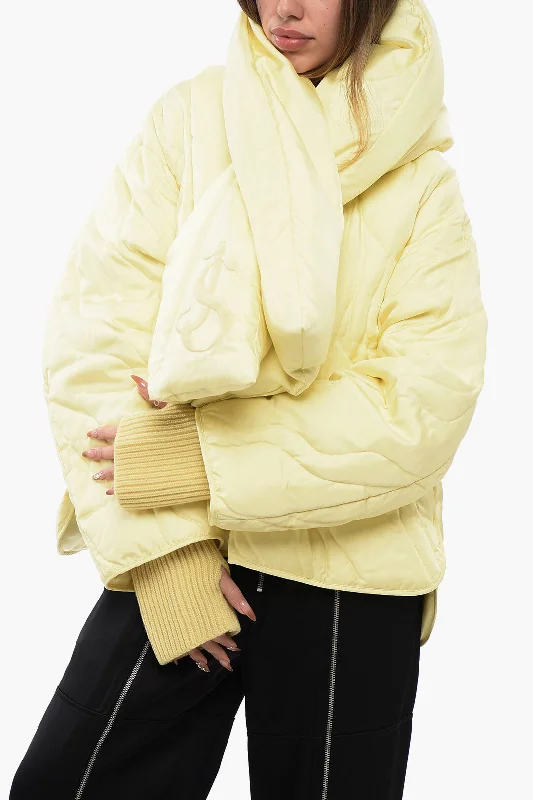 Women's Clothing For Outdoor Activities Jil Sander Quilted Down Jacket With Padded Scarf