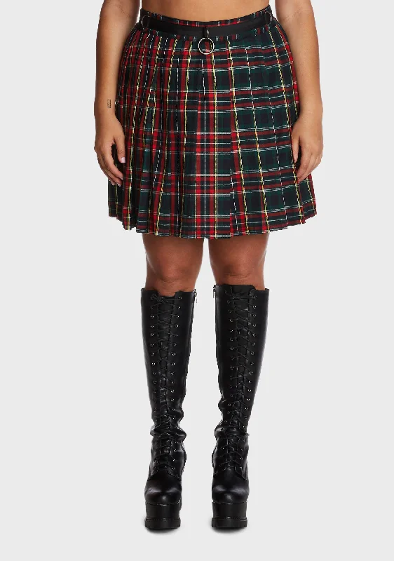 Women's Elegant Garments Plus Crimson Dress Code Plaid Skirt