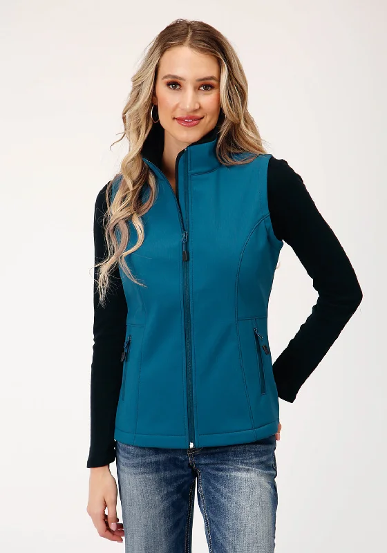 Luxury Women's Clothes Roper Womens Zip Deep Teal Polyester Softshell Vest