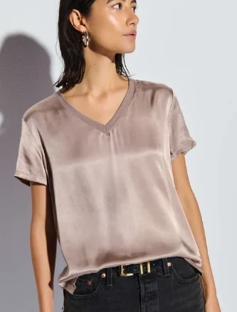 Women's Resort Garments V Neck Satin Top