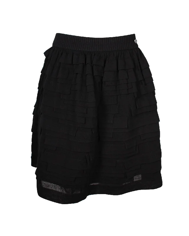 Chic Women's Garments Chanel Multi-tiered Mini Skirt in Black Cotton