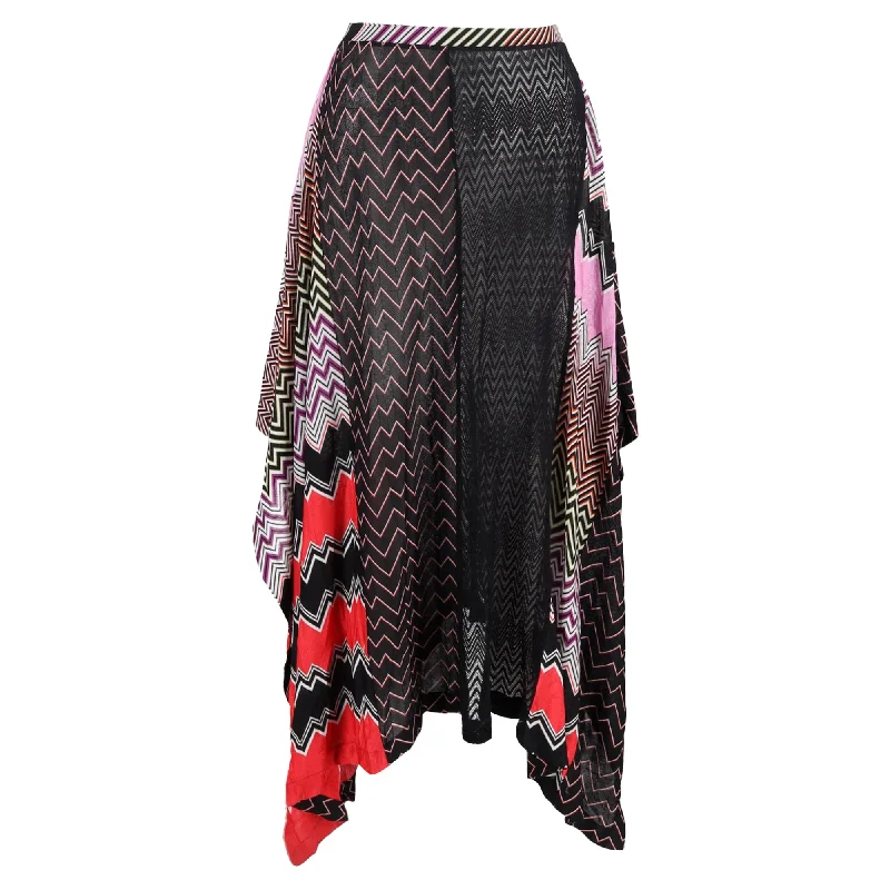 Plus-Size Women's Garments Missoni Crochet Knit Midi Skirt in Multicolor Silk