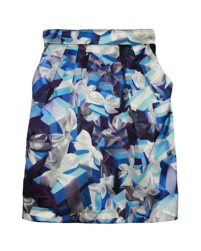 Women's Work Apparel Mary Katrantzou Printed Skirt in Blue Silk