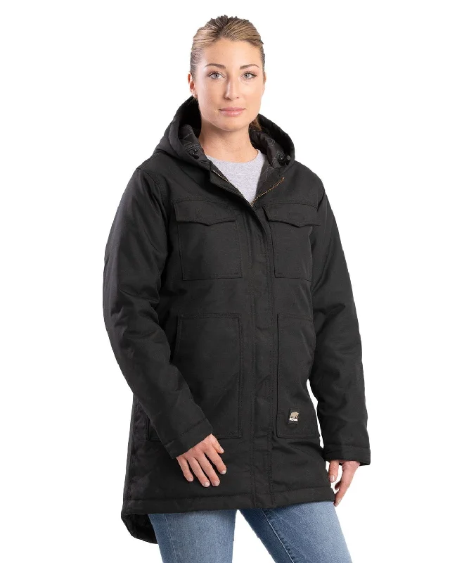 Women's Luxury Attire Berne Womens Icecap Parka Black 100% Nylon Insulated Jacket