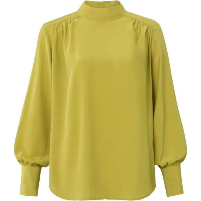 Women's Formal Event Outfit High neck avocado green top