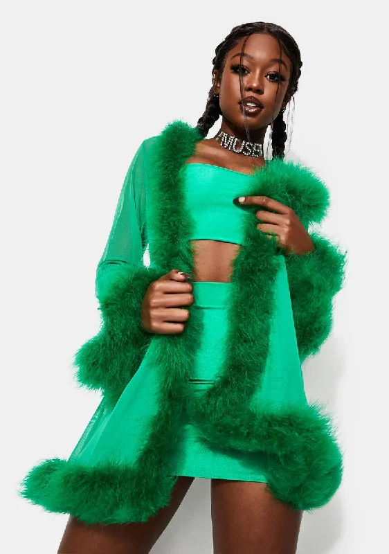 Women's Fashion-Forward Apparel Poison Ivy Feather Robe