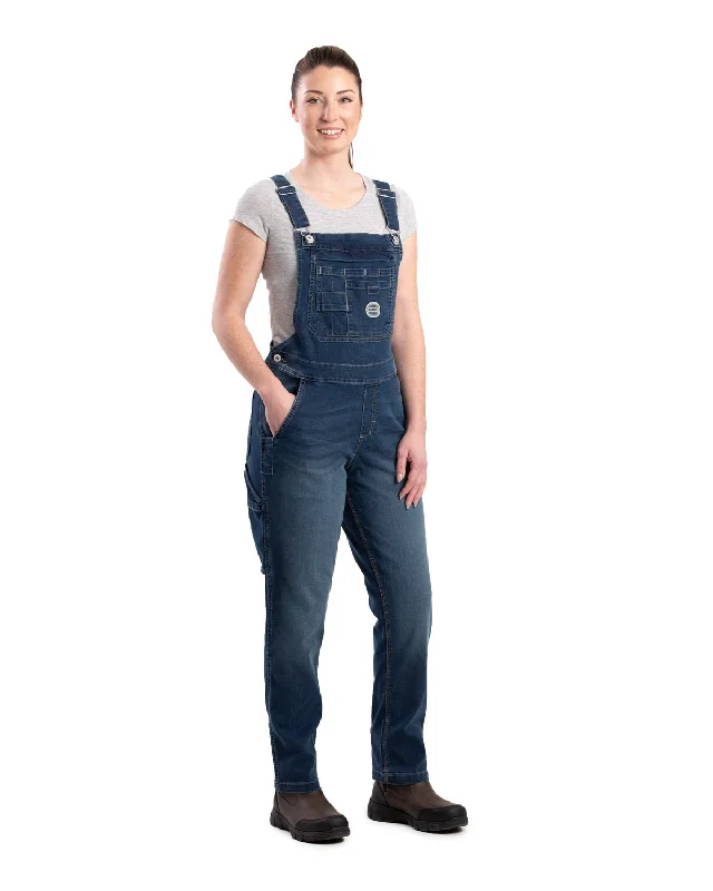 Women's Travel Outfit Set Berne Womens Vintage Washed Flex Denim Indigo Cotton Blend Bib Overall