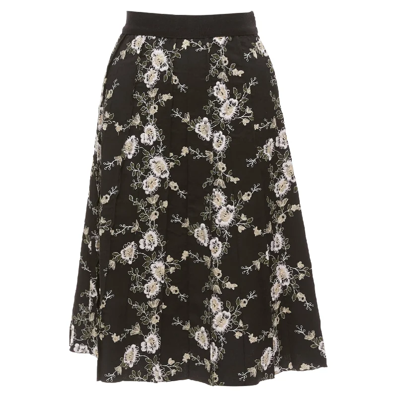 Women's Clothing Apparel Sets Giambattista Valli Floral Embroidered Wool Midi Skirt