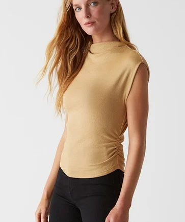 Women's Vacation Garments Mock neck Power Shoulder Shine top