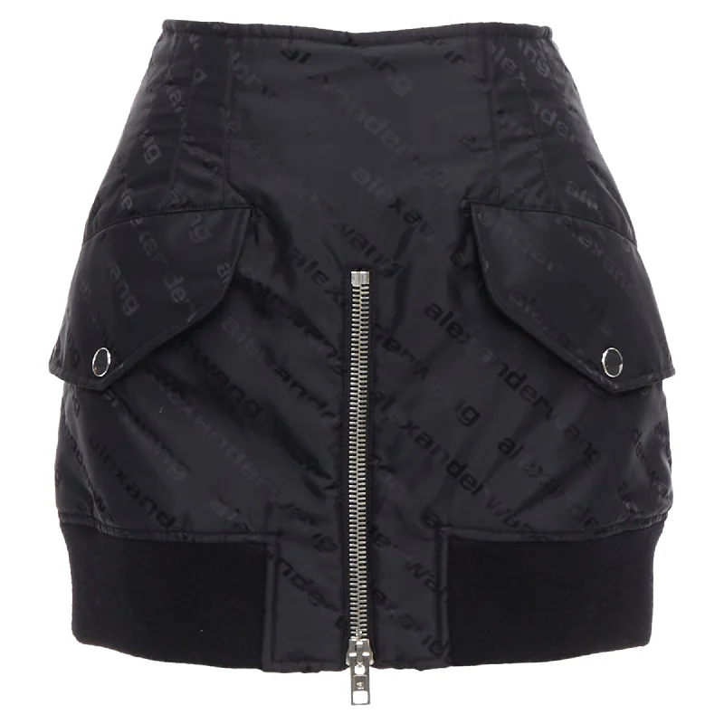 Affordable Women's Outfit Alexander Wang Logo Print Deconstructed Bomber Nylon Mini Skirt