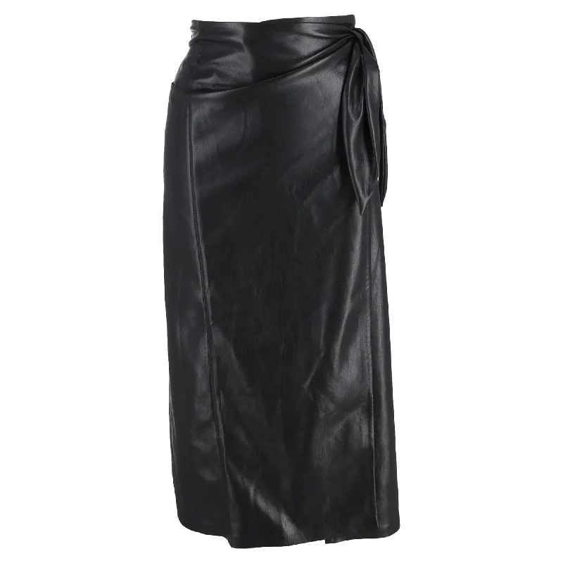 Women's Clothing For Travel Nanushka Amas Wrap Skirt in Black Vegan Leather