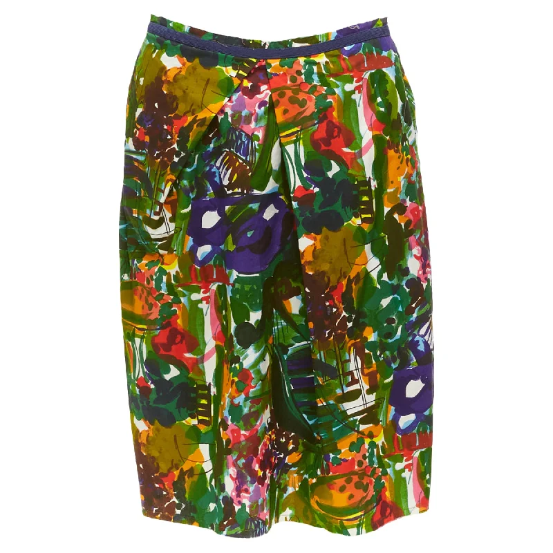 Women's Functional Apparel For Outdoor Activities Marni Floral Cotton Inverted Pleat Front Knee Skirt