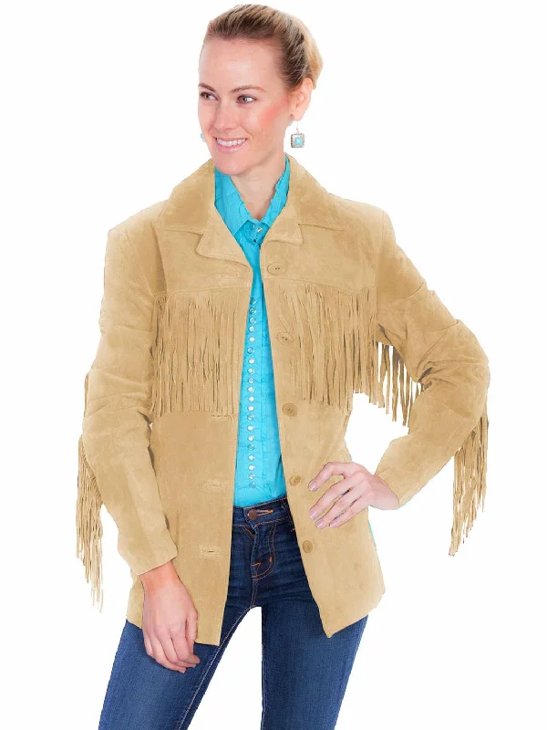 Women's High-Fashion Outfit Scully Womens Notched Lapel Fringe Old Rust Leather Leather Jacket