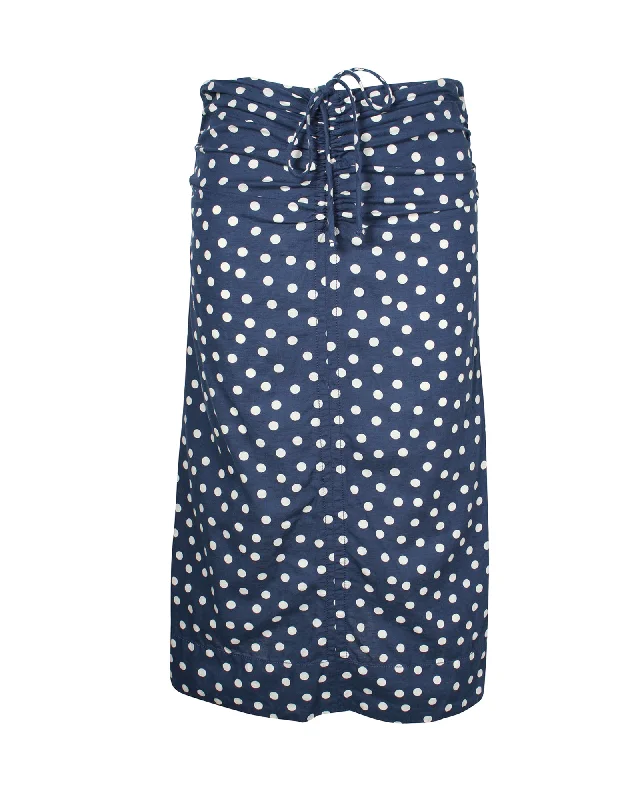 Women's Apparel A.P.C. Polka Dot Midi Skirt in Blue Cotton