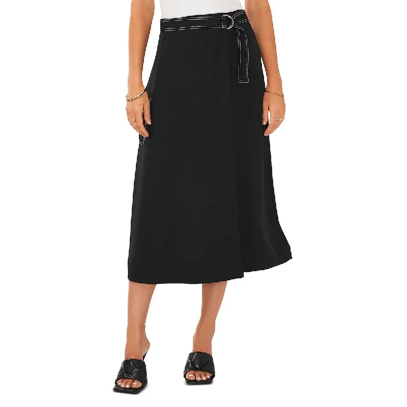 Women's Activewear Outfit Womens Faux Wrap Belted Midi Skirt