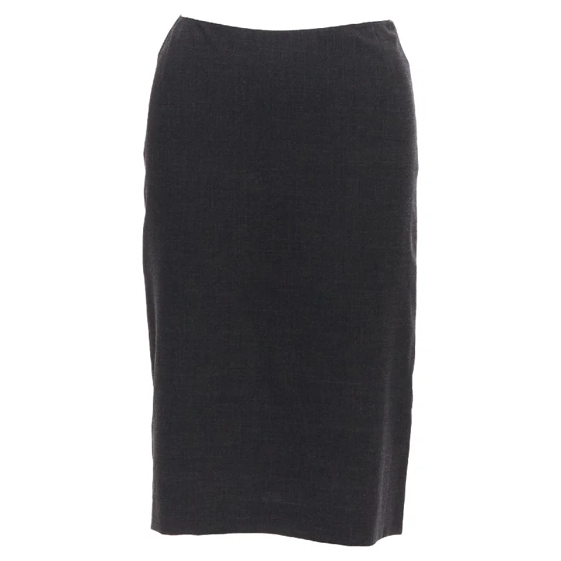 Women's Vintage Garments Prada Virgin Wool Blend Darted Midi Pencil Skirt