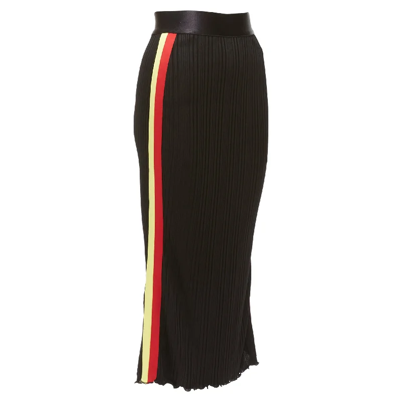 Women's Outerwear Apparel Ellery Viscose Tape Ribbed High Waist Pleated Skirt