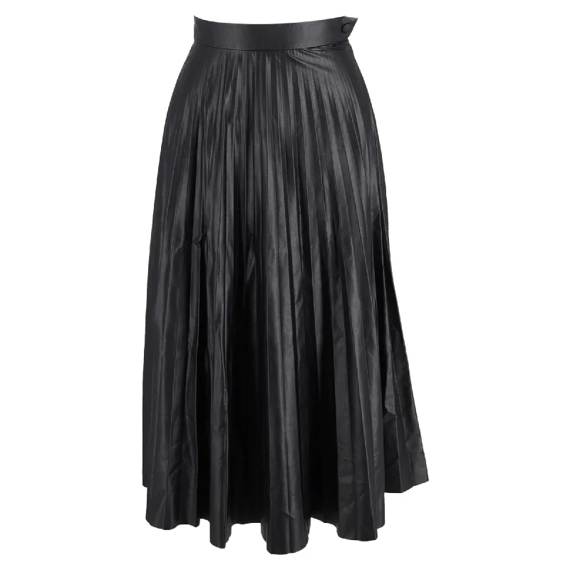 Women's Relaxed Outfit MM6 Maison Margiela Pleated Midi Skirt in Faux Leather