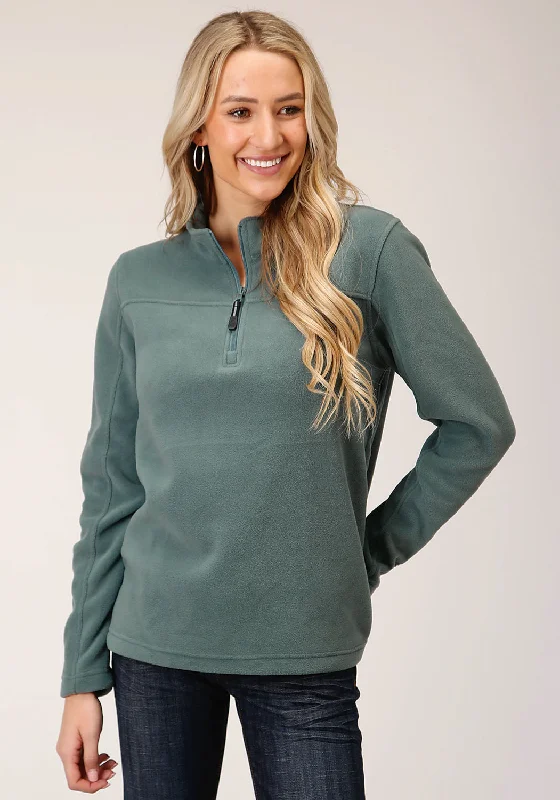 Casual Clothing For Women Roper Womens Misty Green Polyester Micro Fleece Jacket