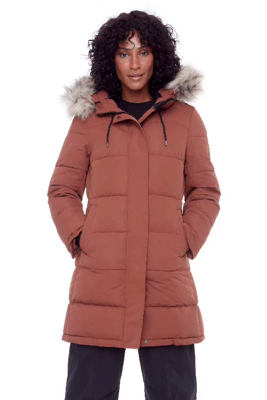 Women's Activewear Apparel AULAVIK | WOMEN'S VEGAN DOWN (RECYCLED) MID-LENGTH HOODED PARKA COAT