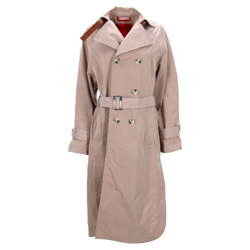 Women's Athleisure Apparel Max & Co Double-Breasted Trench Coat in Beige Polyester