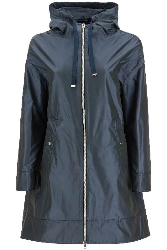 Women's Casual Wear Outfit Herno Women's  blue Technical Taffeta Waterproof Parka With Hood