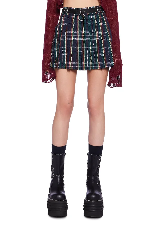 Women's Plus-Size Garments Crimson Dress Code Plaid Skirt