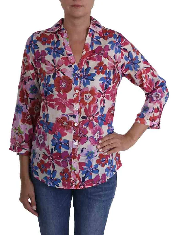 Women's Clothing Sets PM Bloom Printed Rose Fonce Classic Shirt