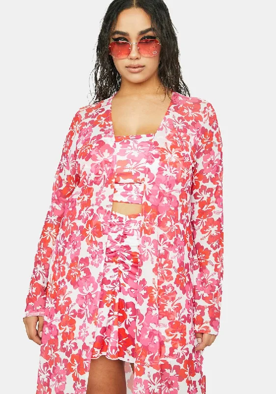 Women's Evening Clothing Plus Aloha State Print Duster