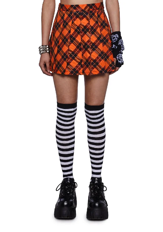 Women's Cozy Outfit For Lounging Haunted To Meet U Plaid Mini Skirt